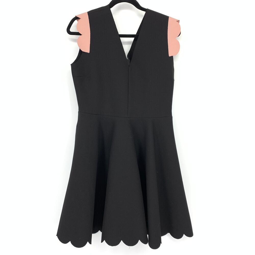 MSGM Scalloped Trim Fit & Flare Dress Womens Size 46 US 12 Black Pink Sleeveless